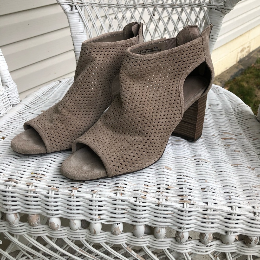 Aerosole Suede High Frequency Open Toe Bootie